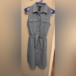 Millenium Blue Chambray Button Front Shirt Dress Size Small